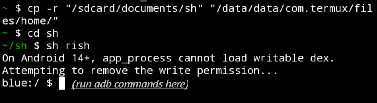 Termux running sh rish